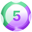 Green and Purple Lottery Ball with Number 5 - Symbol of Balance, Luck, and Winning Potential