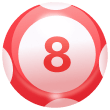 Bold Red Lottery Ball with Number 8 - Symbol of Good Luck and Fortune